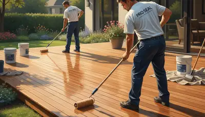 Albany, NY deck sealing service by Albany Paint Pros to protect wood decks from moisture and UV damage