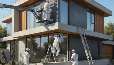 House painting crew in Albany, NY painting a home exterior for curb appeal and weather protection