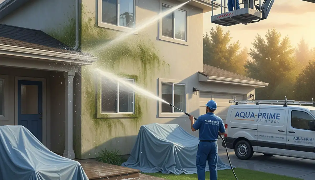 Pressure washing service in Albany, NY for siding, decks, concrete, and walkways by Albany Paint Pros