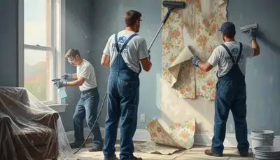 Wallpaper removal in Albany, NY by Albany Paint Pros, preparing walls for a smooth paint-ready finish